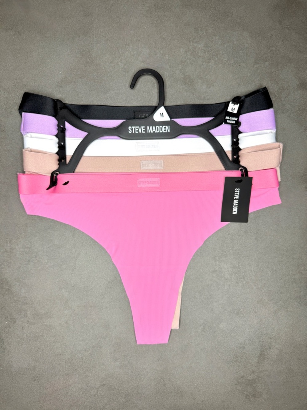 Steve Madden Women's No Show Thong Set in Pink, Tan, White, and Purple